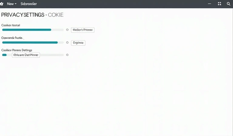 Representación visual de la configuración de privacidad de un navegador web con opciones de cookies