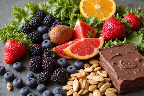 Variedad de alimentos ricos en antioxidantes