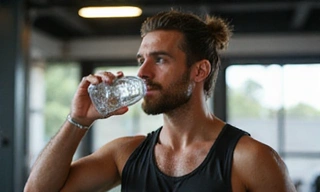 Atleta bebiendo agua después de un entrenamiento intenso